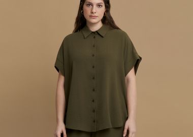 Πουκάμισο κρεπ airwashed με στρογγυλό τελείωμα - MAT FASHION - 