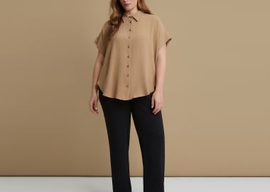 Πουκάμισο κρεπ airwashed με στρογγυλό τελείωμα - MAT FASHION - 