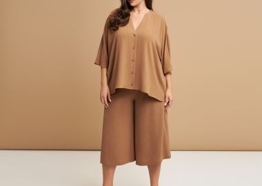 Πουκάμισο κρεπ airwashed με V-λαιμόκοψη - MAT FASHION - 