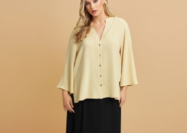 Πουκάμισο κρεπ airwashed με V-λαιμόκοψη - MAT FASHION - 