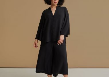 Πουκάμισο κρεπ airwashed με V-λαιμόκοψη - MAT FASHION - 