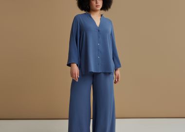 Πουκάμισο κρεπ airwashed με V-λαιμόκοψη - MAT FASHION - 