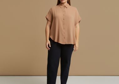 Πουκάμισο κρεπ με κοντά μανίκια - MAT FASHION - 