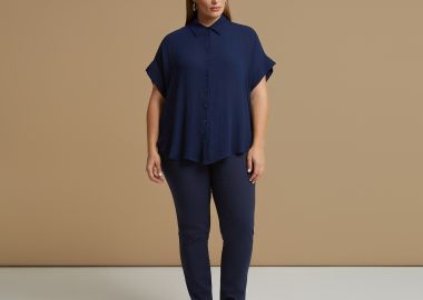 Πουκάμισο κρεπ με κοντά μανίκια - MAT FASHION - 