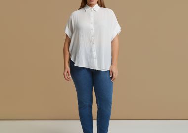 Πουκάμισο κρεπ με κοντά μανίκια - MAT FASHION - 