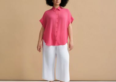 Πουκάμισο κρεπ με κοντά μανίκια - MAT FASHION - 