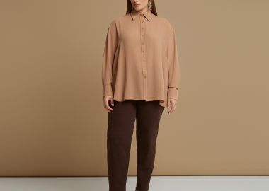 Πουκάμισο κρεπ με μακριά μανίκια - MAT FASHION - 