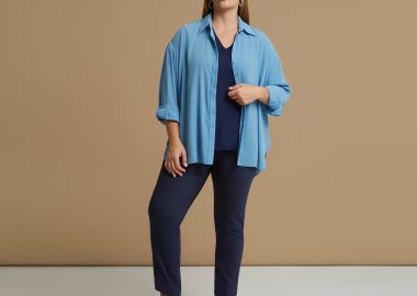 Πουκάμισο κρεπ με μακριά μανίκια - MAT FASHION - 