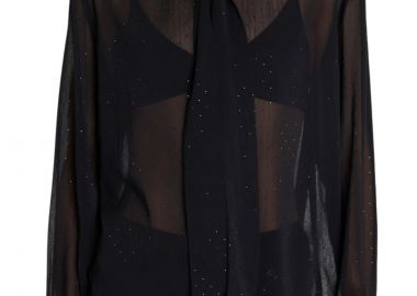 Πουκάμισο Μακρυμάνικο Ale Ημιδιαφανές Με Στρας 8922761-BLACK Γυναικείο - Ale - 