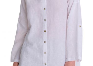 Πουκάμισο Μακρυμάνικο Ale Λινό Μακρύ 8921056-WHITE Γυναικείο - Ale - 