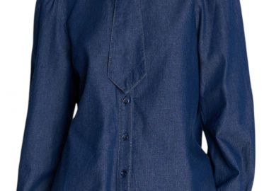 Πουκάμισο Μακρυμάνικο Ale Τύπου Denim Με Γραβάτα 81253202-BLUE Γυναικείο - Ale - 