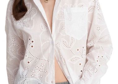 Πουκάμισο Μακρυμάνικο Attrattivo Βαμβακερό Με Κεντήματα 9922968-WHITE Γυναικείο - Attrattivo - 