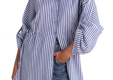 Πουκάμισο Μακρυμάνικο Attrattivo Μακρύ Ριγέ 9921230-BLUE Γυναικείο - Attrattivo - 