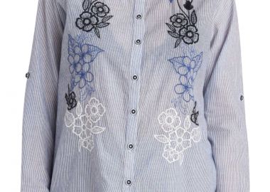 Πουκάμισο Μακρυμάνικο Attrattivo Ριγέ Με Κεντήματα 9922959-LIGHT BLUE Γυναικείο - Attrattivo - 