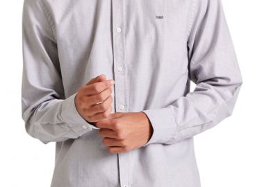 Πουκάμισο Μακρυμάνικο Funky Buddha Embroidered Logo - The Essentials FBM010-001-05-GREY MEL Ανδρικό - Funky Buddha - 