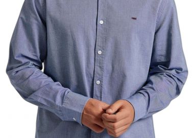 Πουκάμισο Μακρυμάνικο Funky Buddha Embroidered Logo - The Essentials FBM010-001-05-INDIGO MEL Ανδρικό - Funky Buddha - 