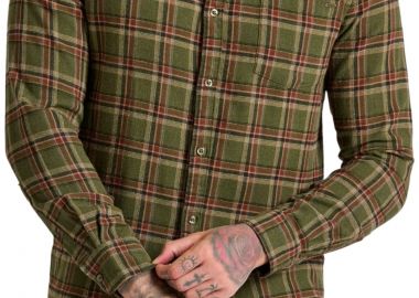 Πουκάμισο Μακρυμάνικο Funky Buddha Flannel Καρό Με Τσέπη FBM010-025-05-KHAKI Ανδρικό - Funky Buddha - 