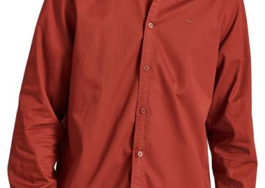 Πουκάμισο Μακρυμάνικο Funky Buddha Garment Dyed Twill FBM010-015-05-BRICK Ανδρικό - Funky Buddha - 