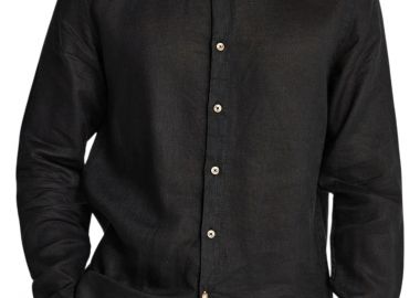 Πουκάμισο Μακρυμάνικο Funky Buddha Λινό Με Mao Γιακά FBM013-003-05-BLACK Ανδρικό - Funky Buddha - 