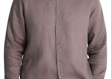 Πουκάμισο Μακρυμάνικο Funky Buddha Λινό Με Mao Γιακά FBM013-003-05-MOON MIST Ανδρικό - Funky Buddha - 