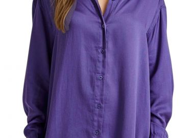 Πουκάμισο Μακρυμάνικο Funky Buddha Loose Fit FBL010-101-05-IMPERIAL PURPLE Γυναικείο - Funky Buddha - 