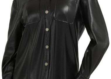 Πουκάμισο Μακρυμάνικο Guess Carola Faux Leather W3YH57WF8Q0-JBLK Γυναικείο - Guess - 