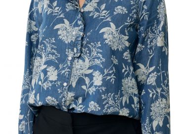 Πουκάμισο Μακρυμάνικο Mexx Ruffle Flower Blouse MF006101551W-Classic Blue Γυναικείο - Mexx - 