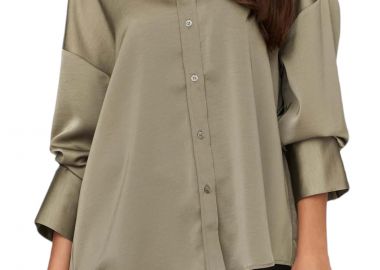 Πουκάμισο Μακρυμάνικο Only Onlmarta Oversize Satin 15303447-Weathered Teak Γυναικείο - Only - 