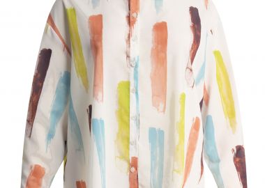 Πουκάμισο με αφηρημένο print και μακριά μανίκια - MAT FASHION - 