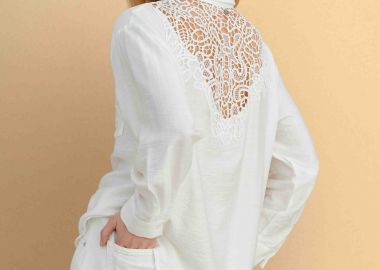 Πουκάμισο με δαντέλα στην πλάτη - 5206179079198 -  - 