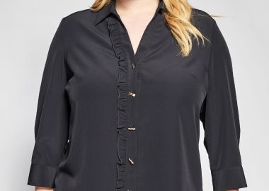 Πουκάμισο με κουμπιά κόσμημα και βολάν -  - 