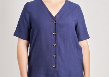 Πουκάμισο με κουμπιά ταρταρούγα όψη λινό -  - 