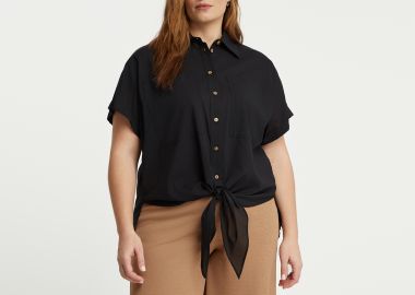 Πουκάμισο με τσέπες και δέσιμο μπροστά - MAT FASHION - 