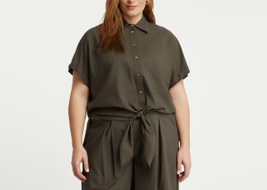 Πουκάμισο με τσέπες και δέσιμο μπροστά - MAT FASHION - 