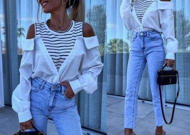 Πουκάμισο Μπλούζα Admi Λευκό - Amelie's - 