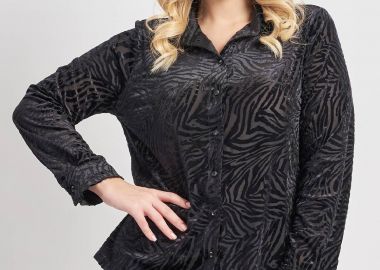 Πουκάμισο ντεβορέ με animal print και βελούδινη υφή -  - 