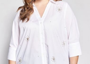 Πουκάμισο ποπλίνα με στρας σχέδια -  - 