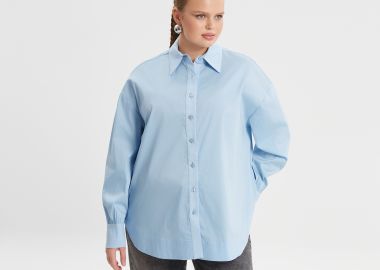 Πουκάμισο ποπλίνα με στρογγυλό τελείωμα - MAT FASHION - 