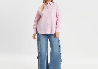 Πουκάμισο ποπλίνα με στρογγυλό τελείωμα - MAT FASHION - 