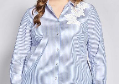 Πουκάμισο ριγέ με μοτίφ από σύμμεικτο βαμβάκι -  - 