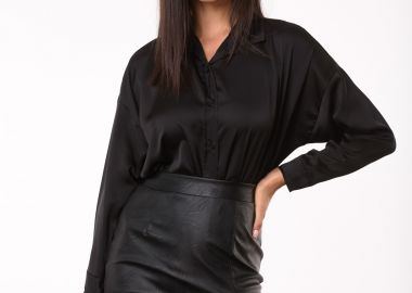 Πουκάμισο Σατέν Μαύρο - Amelie's - 