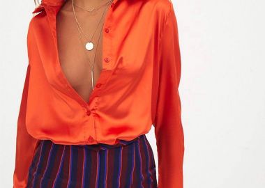 Πουκάμισο Σατέν Πορτοκαλί - Amelie's - 