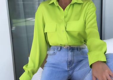 Πουκάμισο Σατινέ Pam Lime - Amelie's - 