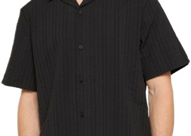 Πουκάμισο Seersucker Resort Shirt TB7569 Urban Classics Black Black - Urban Classics - 