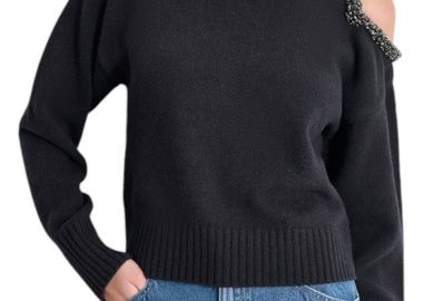 Πουλόβερ DKNY Με Χάντρες & Έξω Ώμο P4HSBT26-BLK Γυναικείο - DKNY - 