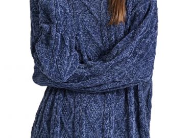 Πουλόβερ Funky Buddha Σενίλ Loose Fit FBL010-113-09-MIDNIGHT BLUE Γυναικείο - Funky Buddha - 