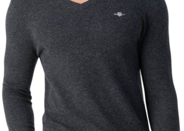 Πουλόβερ Gant Extrafine Lambswool V-Neck 8050274-097-DK CHARCOAL MELANGE Ανδρικό - Gant - 
