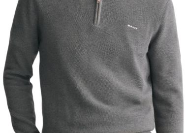 Πουλόβερ Gant Pique Half Zip 8040523-092-DARK GREY MELANGE Ανδρικό - Gant - 