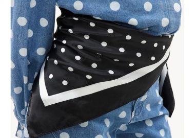 ΠΟΥΑ ΜΑΥΡΟ ΣΑΤΕΝ ΦΟΥΛΑΡΙ -DOTS - sense-shop - 