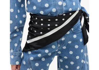 ΠΟΥΑ ΜΑΥΡΟ ΣΑΤΕΝ ΦΟΥΛΑΡΙ -DOTS - fashionroom - 